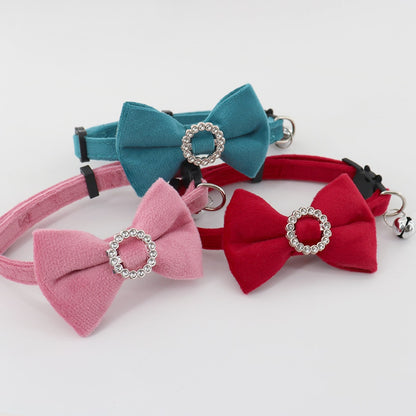 Mokka - Retro Solid Color Bow Cat Collar