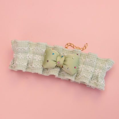 Mokka - Ruffled Lace Bow Decorative Cat Collar