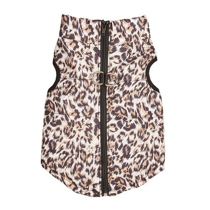 Ozzie - Leopard Print Contrast Trim Zip Dog Vest
