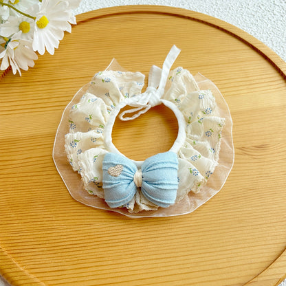 Mokka - Floral Mesh Ruffle Bow Cat Collar