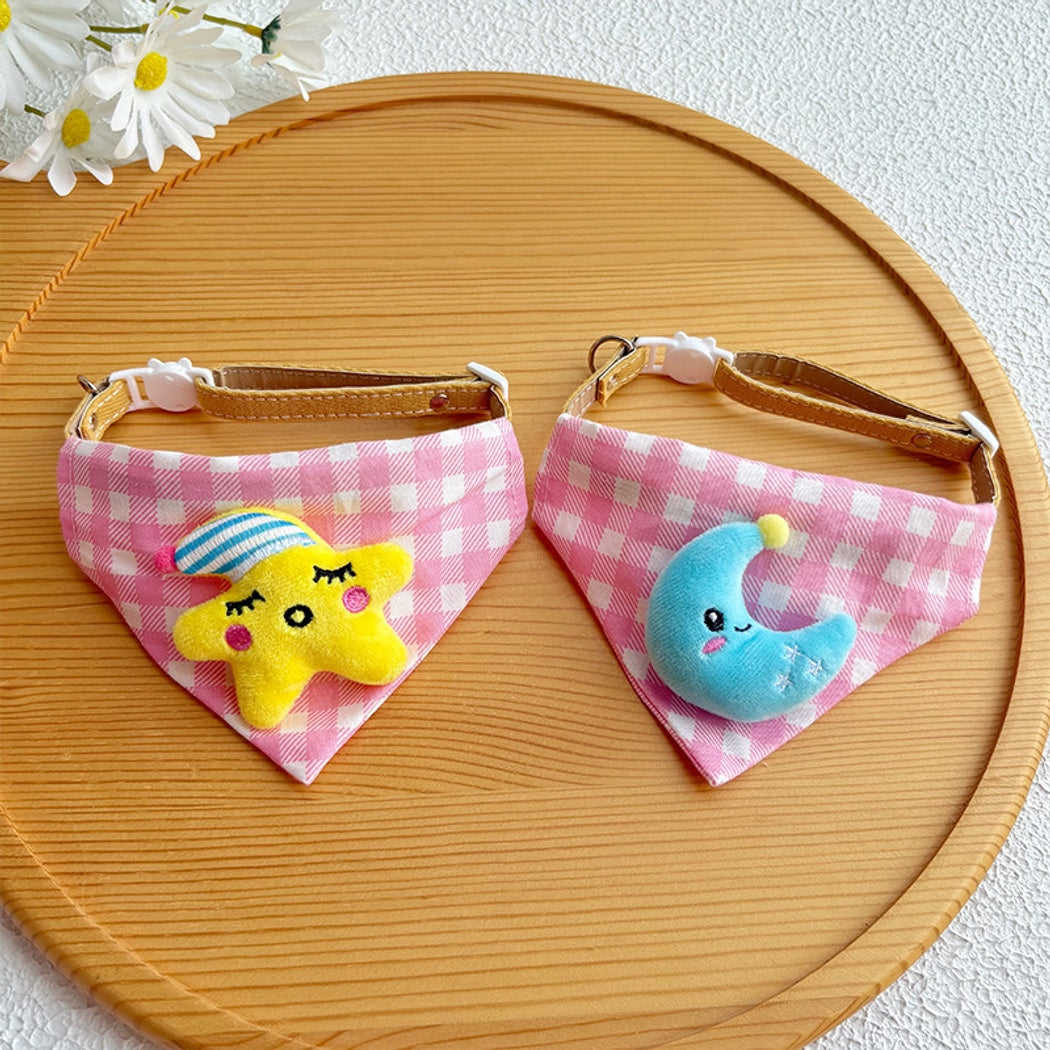 Mokka - Plaid Cartoon Cat Bandana Collar