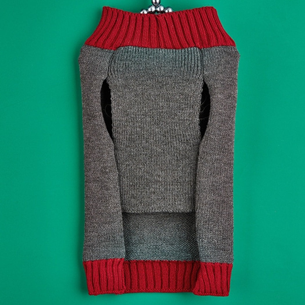 Christmoo - Christmas Reindeer Motif Gray Dog Sweater