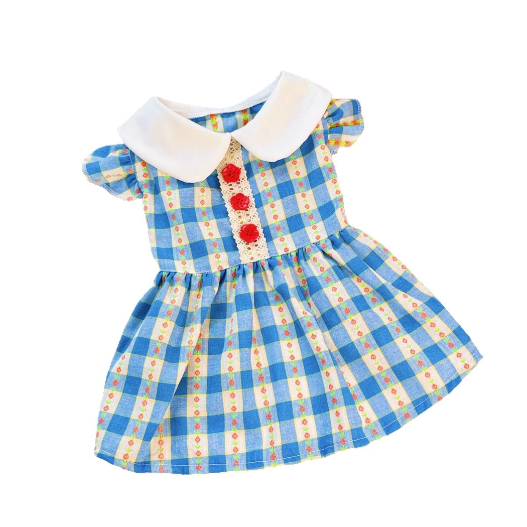 Ozzie - Striped Doll Collar Lace Trim Pet Dress