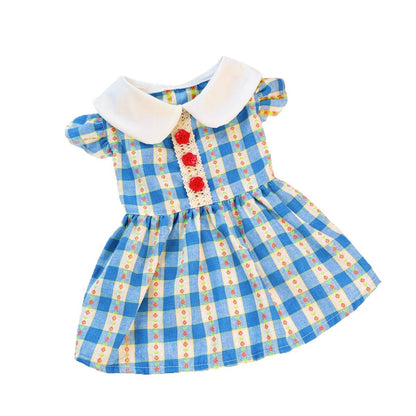 Ozzie - Striped Doll Collar Lace Trim Pet Dress