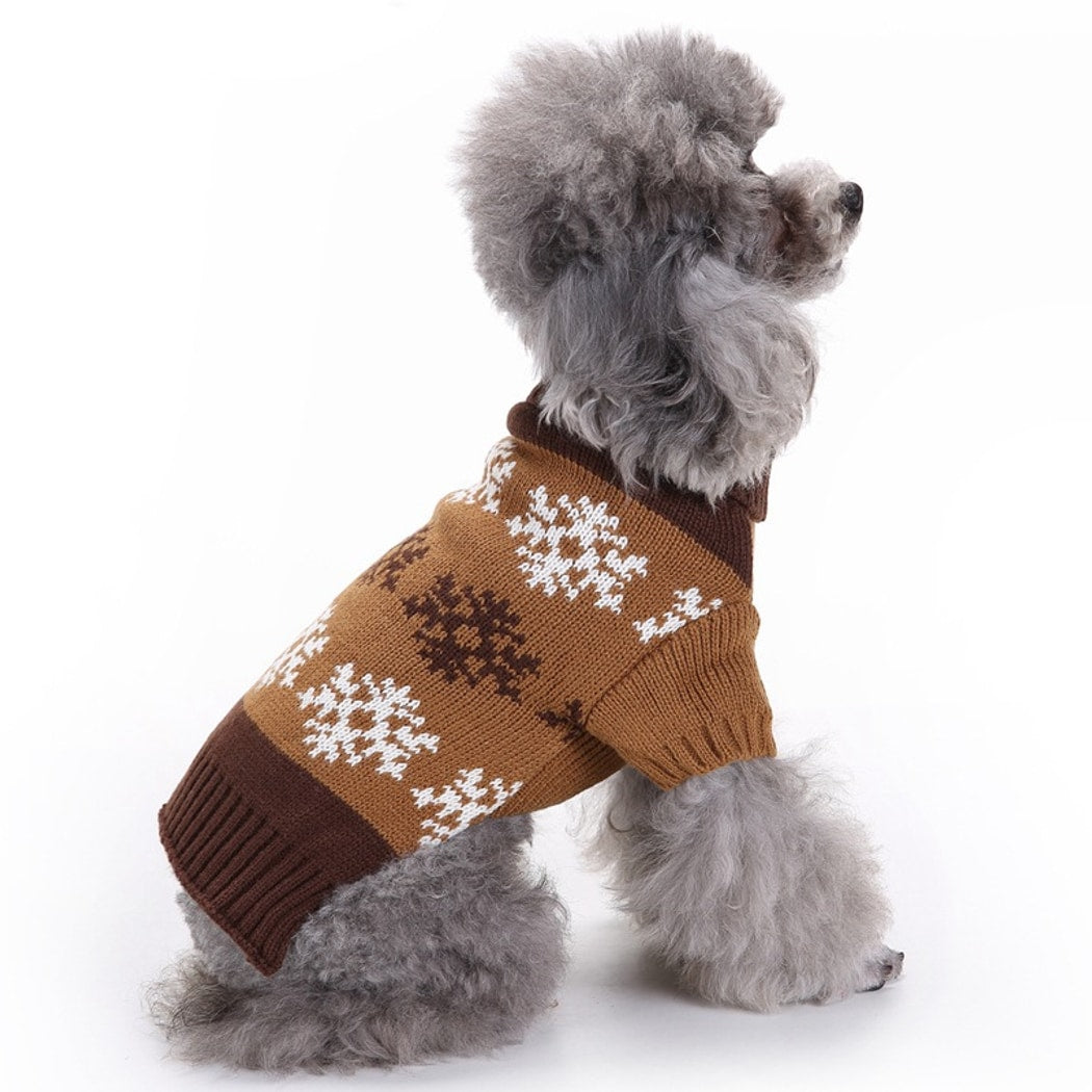 Ozzie - Classic Snowflake Knit Look Dog Sweater