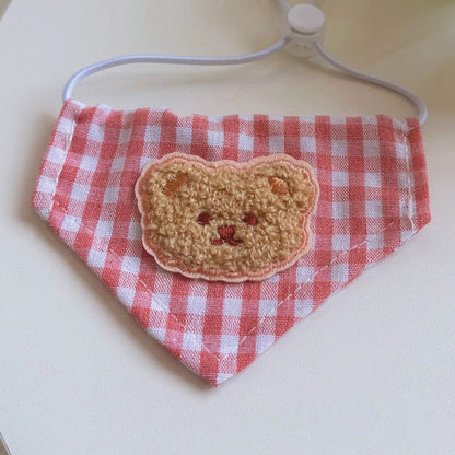 Furbud - Bear Patch Gingham Pet Neckwear