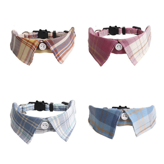 Mokka - Plaid Cat Collar | Shirt Collar for Cats | Breakaway Cat Collar | Dress Up Pet Collar