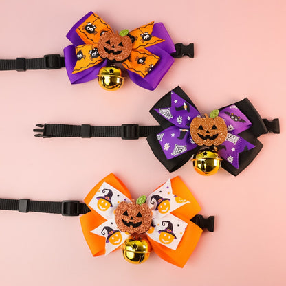 Halloweek - Bell Accent Pumpkin Bow Tie Pet Collar