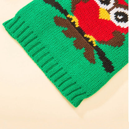 Ozzie - Owl Pattern Seasonal Dog Sweater for Puppies