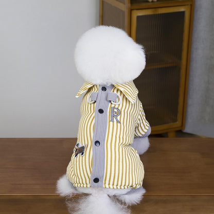 Ozzie - Button Front Striped Dog Shirt Romper