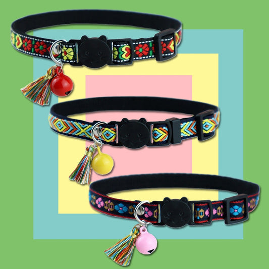 Mokka - Colorful Pattern Bow Detail Cat Collar