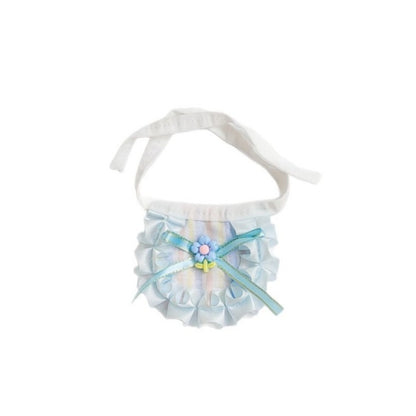 Cat wearing pastel ribbon bib featuring soft pastel colors and comfortable fit
