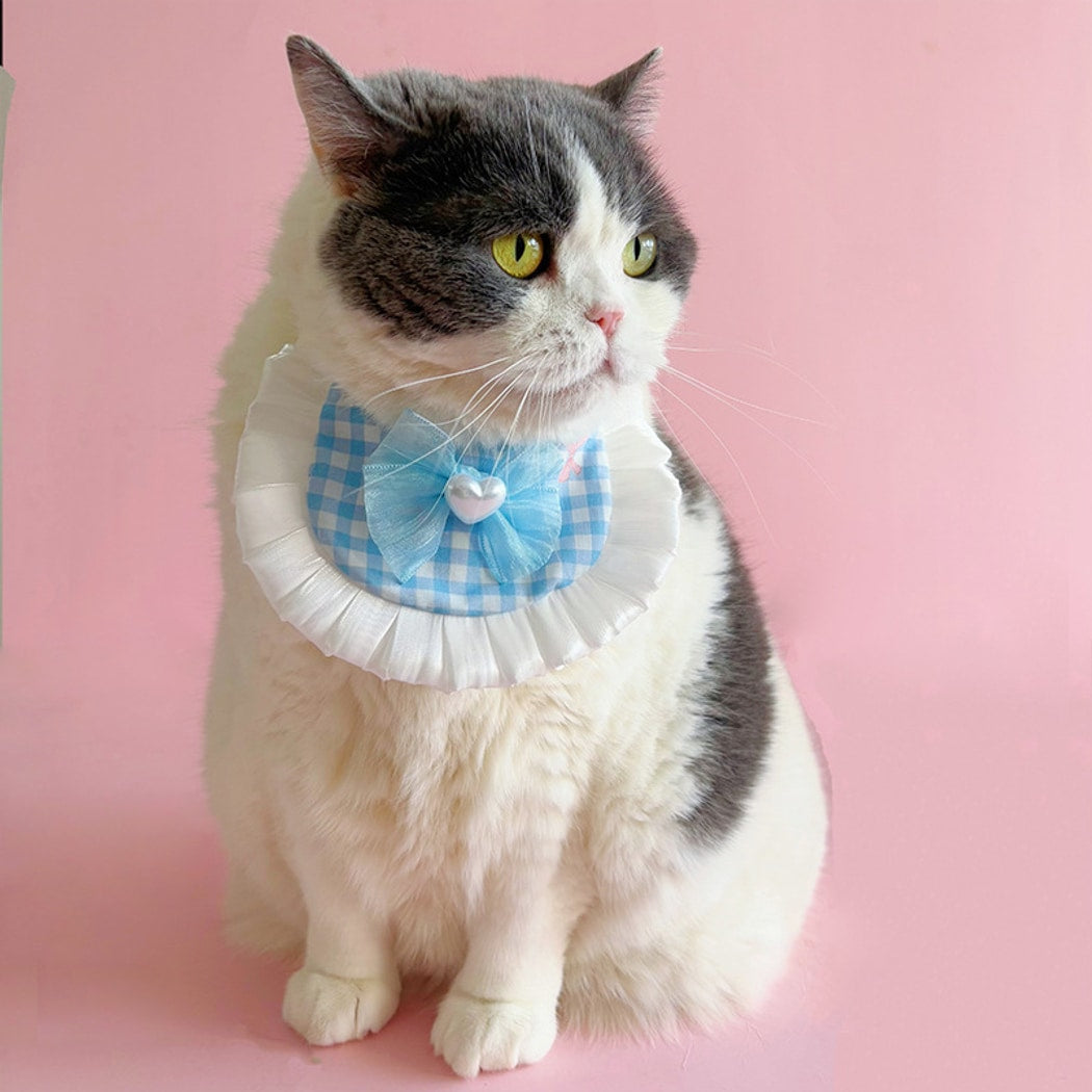 Mokka - Ruffled Tie Strap Cat Bib