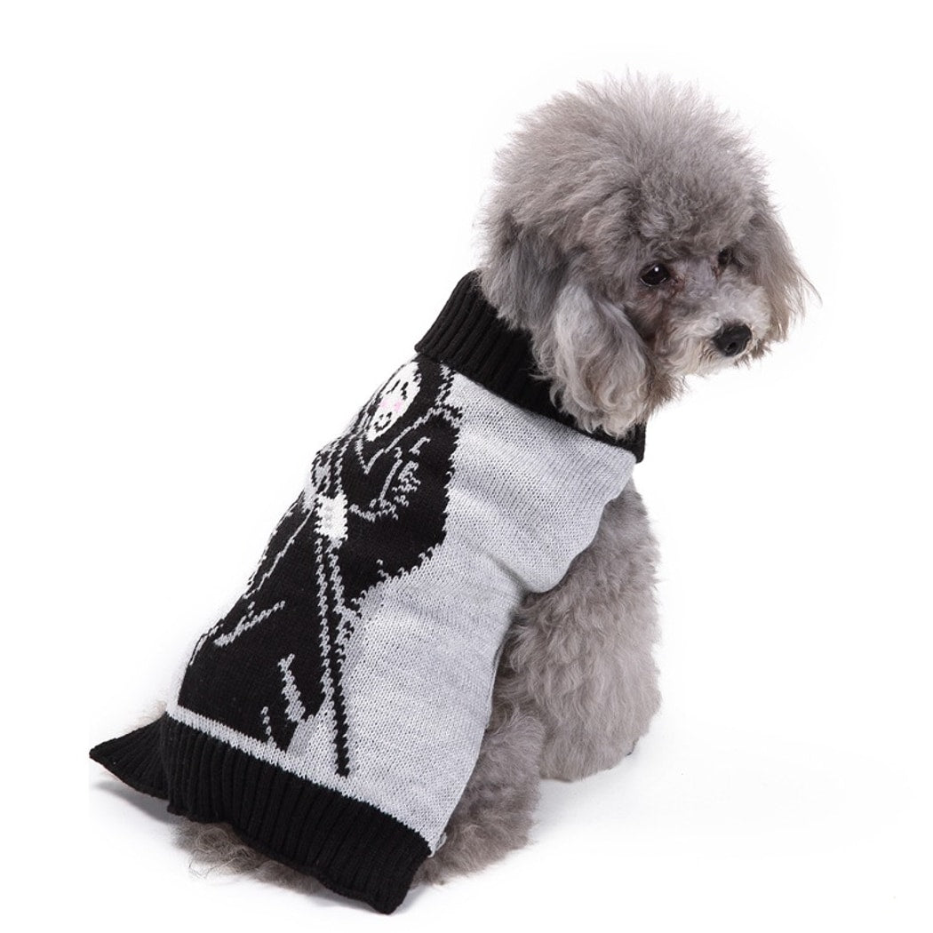Halloweek - Ribbed Trim Gray Dog Sweater