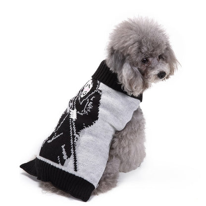 Halloweek - Ribbed Trim Gray Dog Sweater