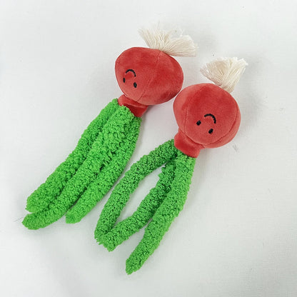 Moo -  Plush Radish Cat Toy – Soft & Crinkly with Tactile Green Leaves
