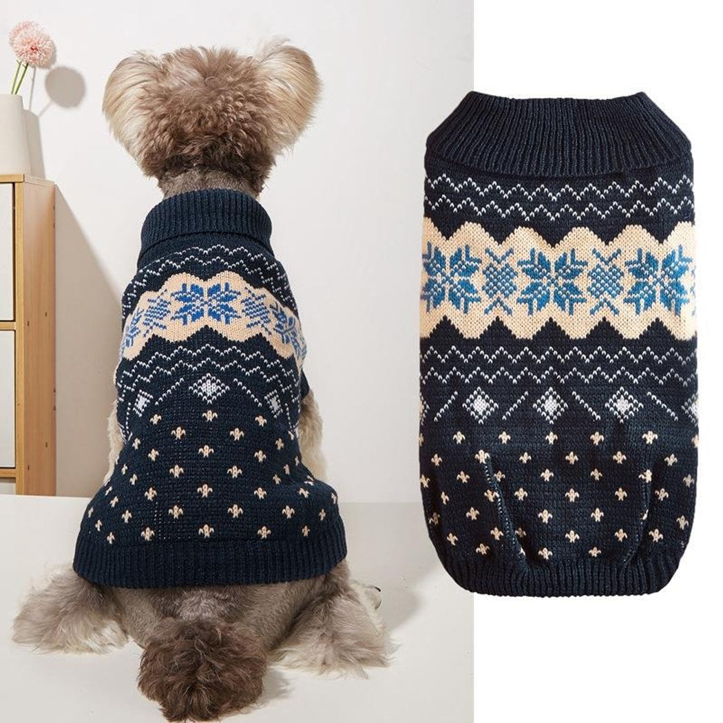 Ozzie - Winter Motif Knit Dog Sweater