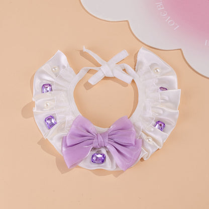 Mokka - Ruffled Shiny Finish Bow Cat Collar