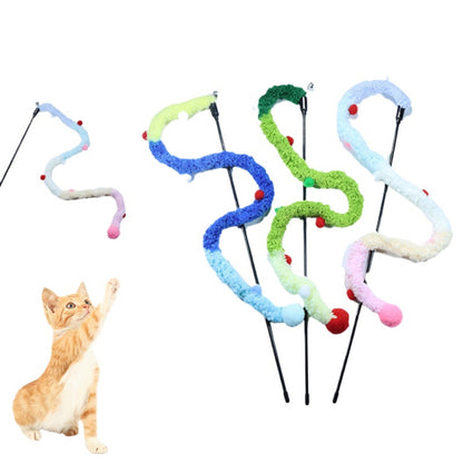 Moo - Fuzzy Strip Pom-Pom Wand Cat Toy