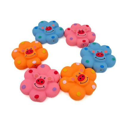 Petkin Flower Pig Squeaky Toy side view on white background