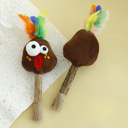 Moo - Chicken Head Cat Chew Toy with Matatabi Stick & Feathers