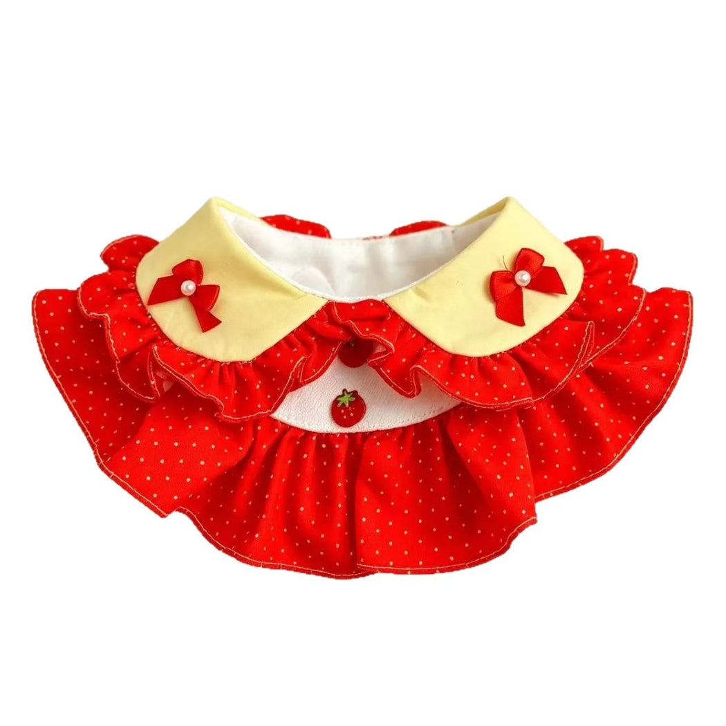 Mokka - Strawberry Bow Ruffle Cat Collar