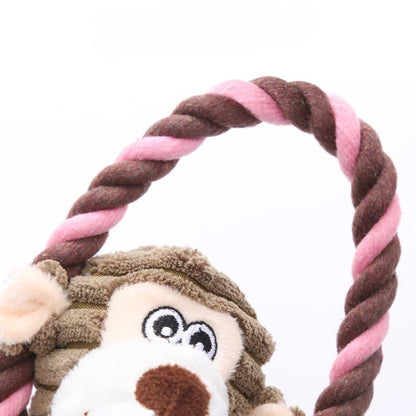 Petkin - Plush Animal Character Rope Loop dog toy