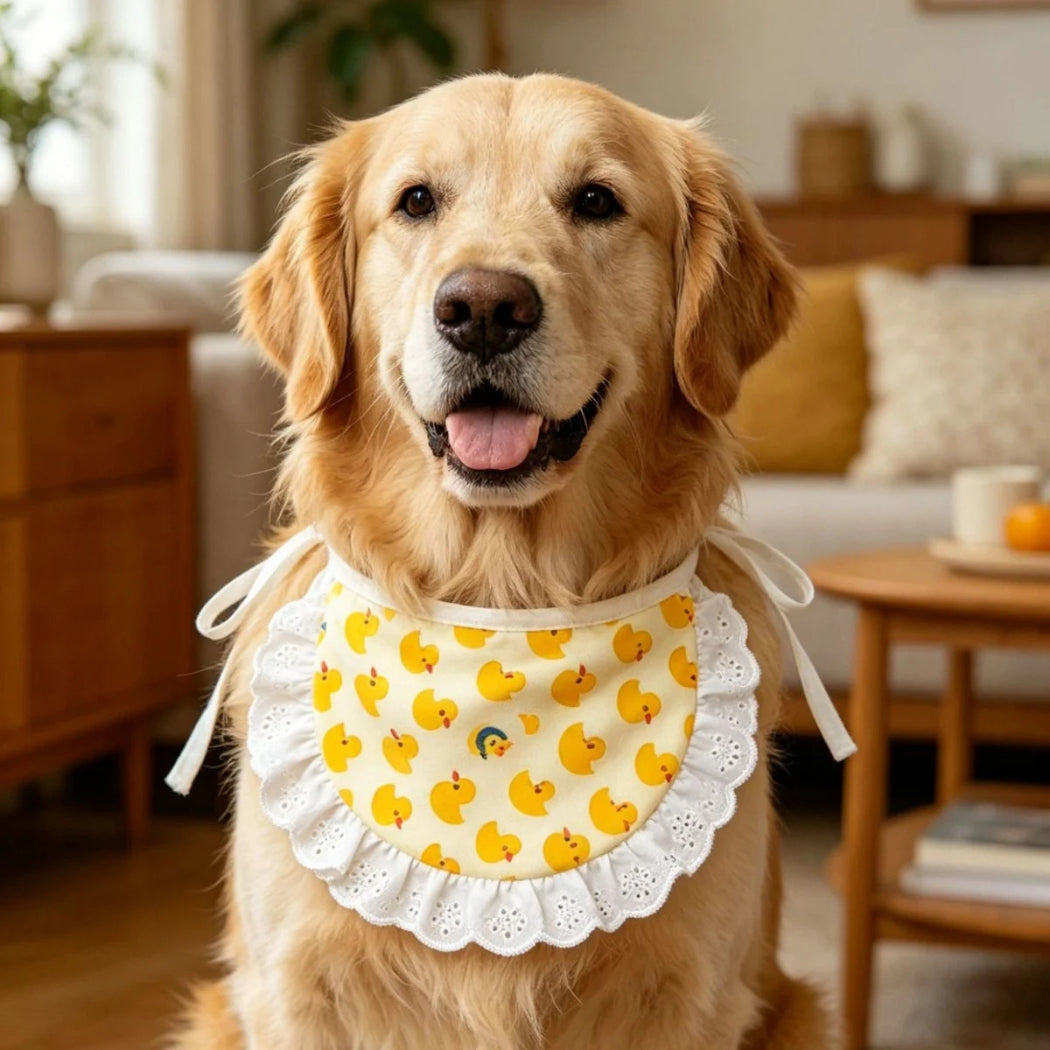 Loofie Yellow Duck Dog Bib with Lace