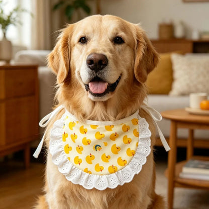 Loofie Yellow Duck Dog Bib with Lace
