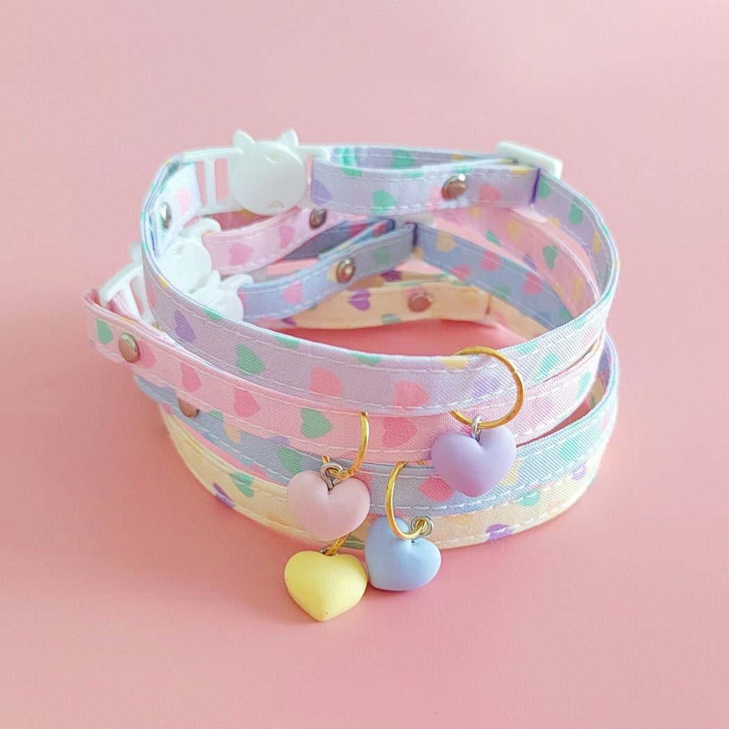 Mokka - Heart Print Pendant Decorative Cat Collar