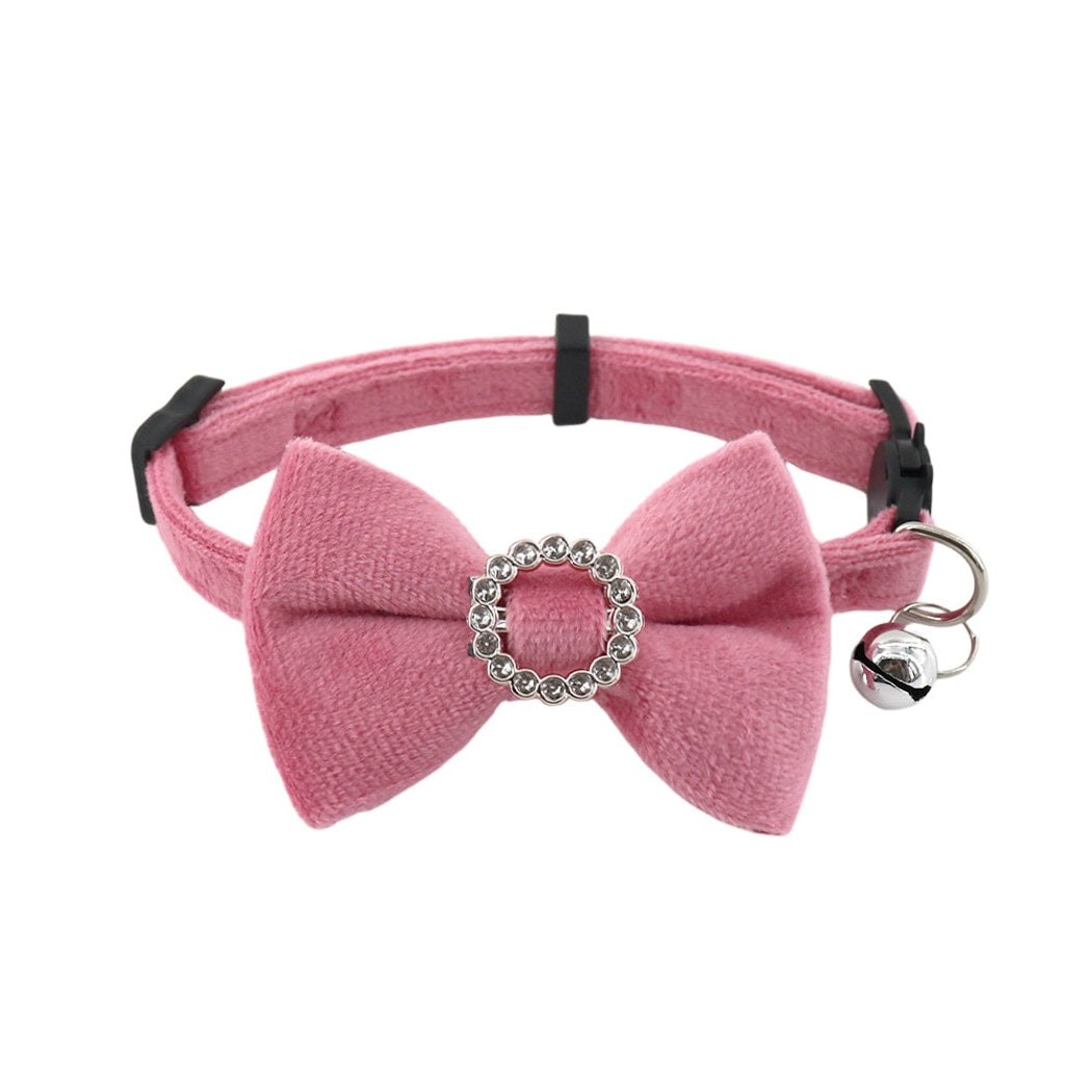 Mokka - Retro Solid Color Bow Cat Collar