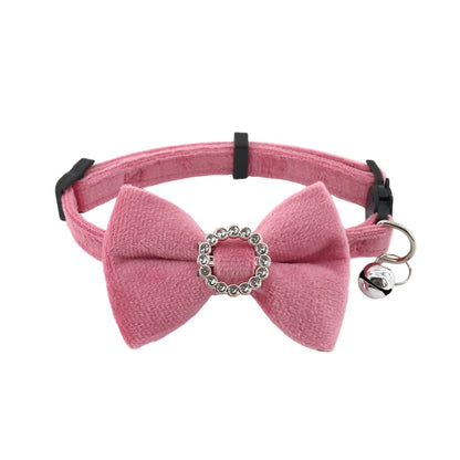 Mokka - Retro Solid Color Bow Cat Collar