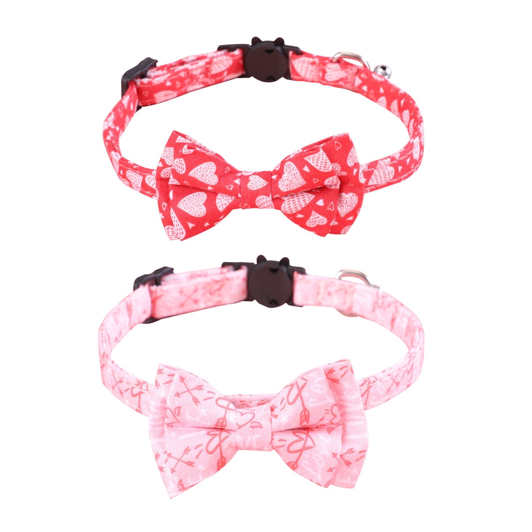 Mokka - Heart Print Bow Cat Collar