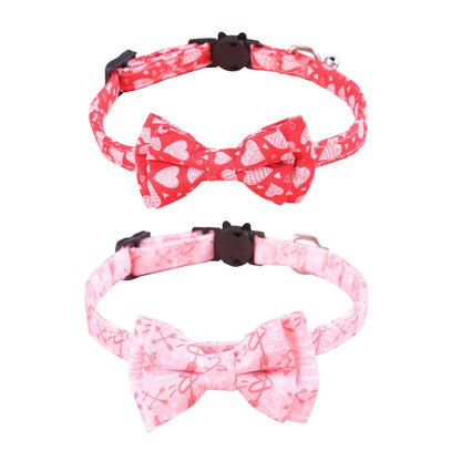 Mokka - Heart Print Bow Cat Collar