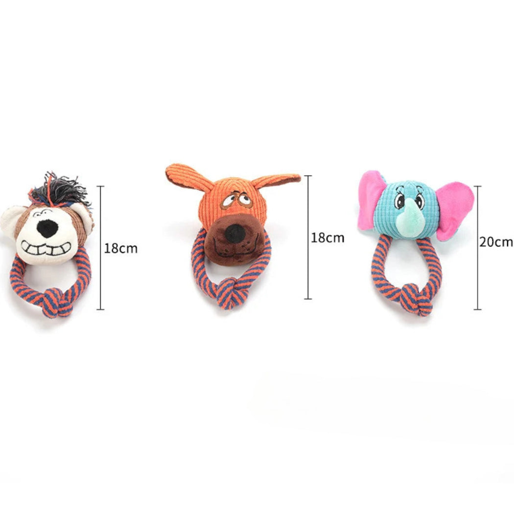 Petkin - Animal Plush Rope Dog Toy
