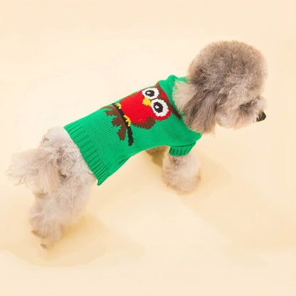Ozzie - Owl Pattern Seasonal Dog Sweater for Puppies