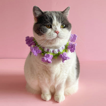 Mokka - Floral Princess Style Knit Cat Collar