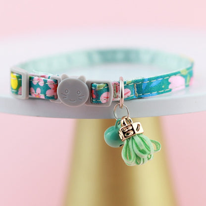 Mokka - Floral Bow Bell Accent Adjustable Cat Collar