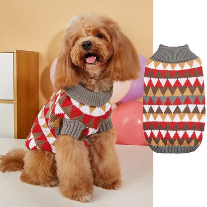 Ozzie - Retro Triangle Pattern Turtleneck Dog Sweater