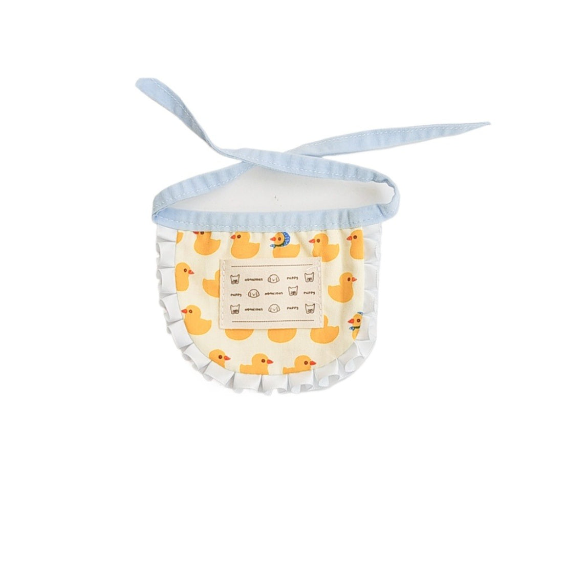 Mokka printed ruffle cat bib packaging with branding and product details