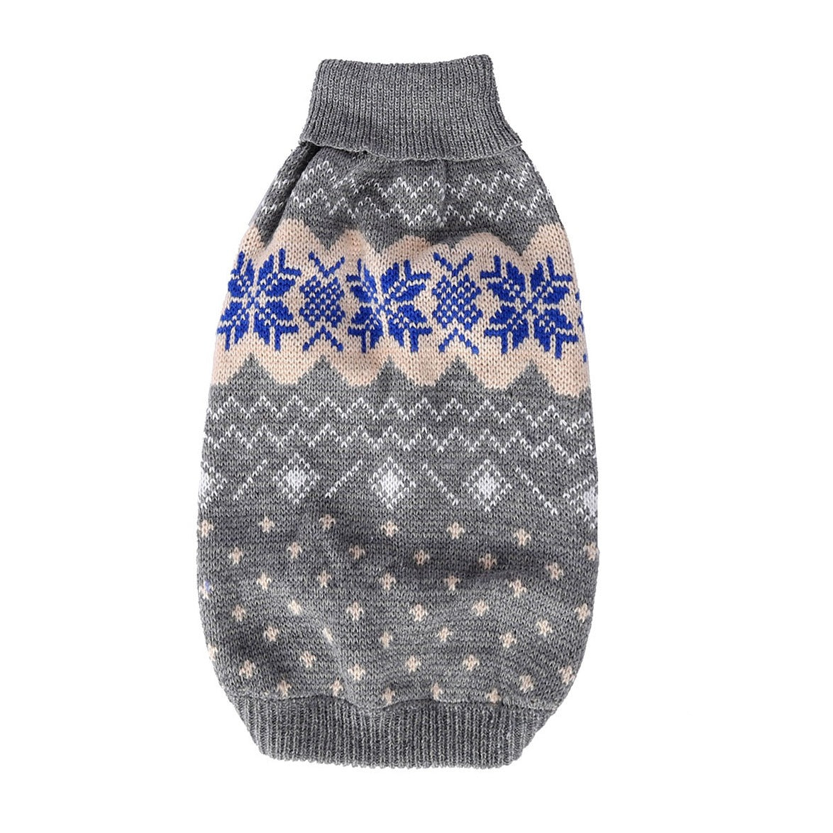 Gray snowflake knit turtleneck dog sweater