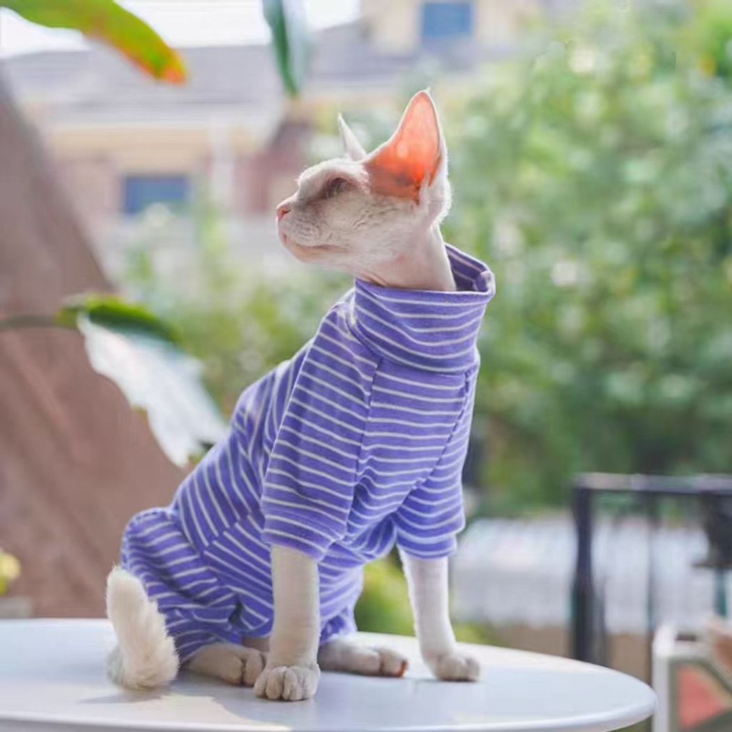 Ozzie - Striped Full Body Four-Leg Cat Clothing
