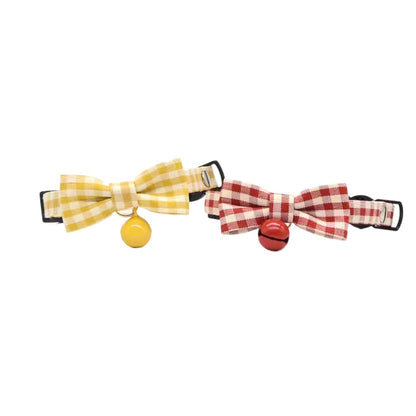 Mokka - Gingham Check Bow Breakaway Cat Collar