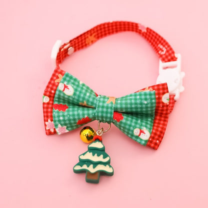 Christmoo - Adjustable Christmas Print Bow Tie Cat Collar