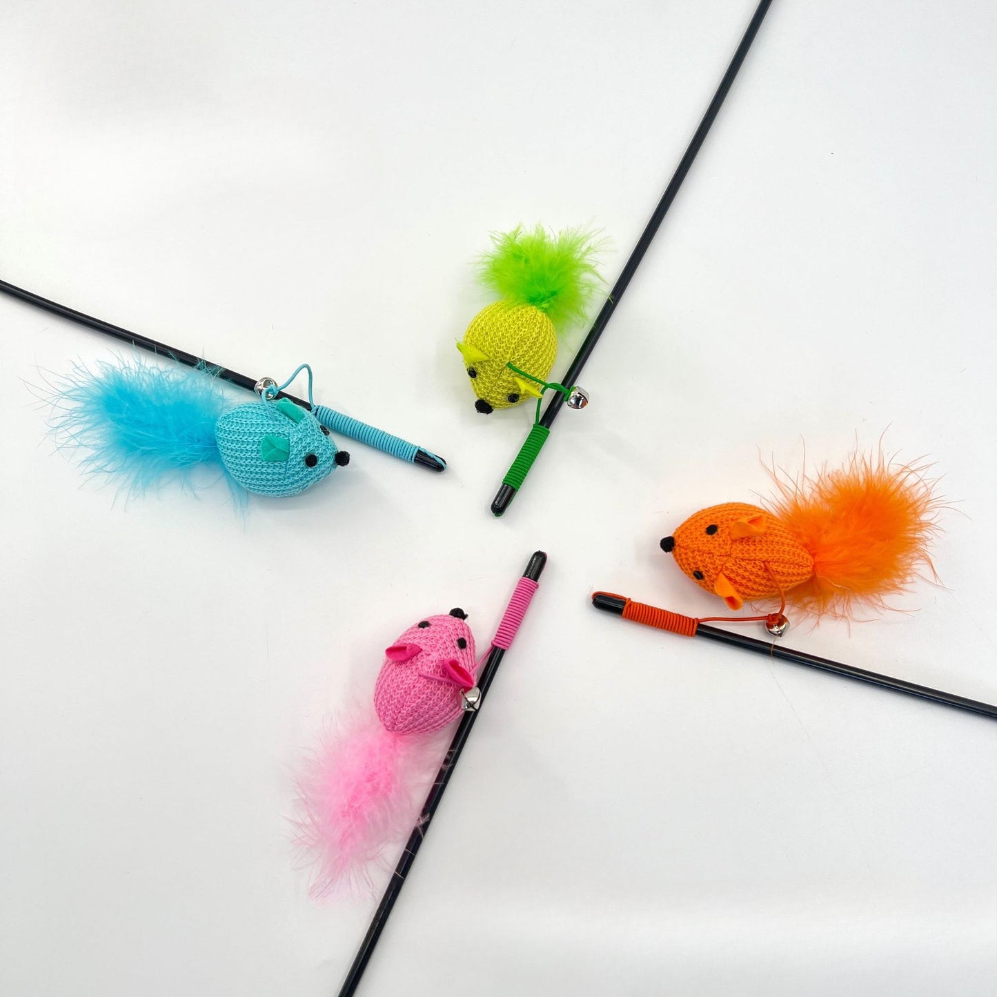 Moo - Interactive Feather Mouse Teaser Wand for Cats