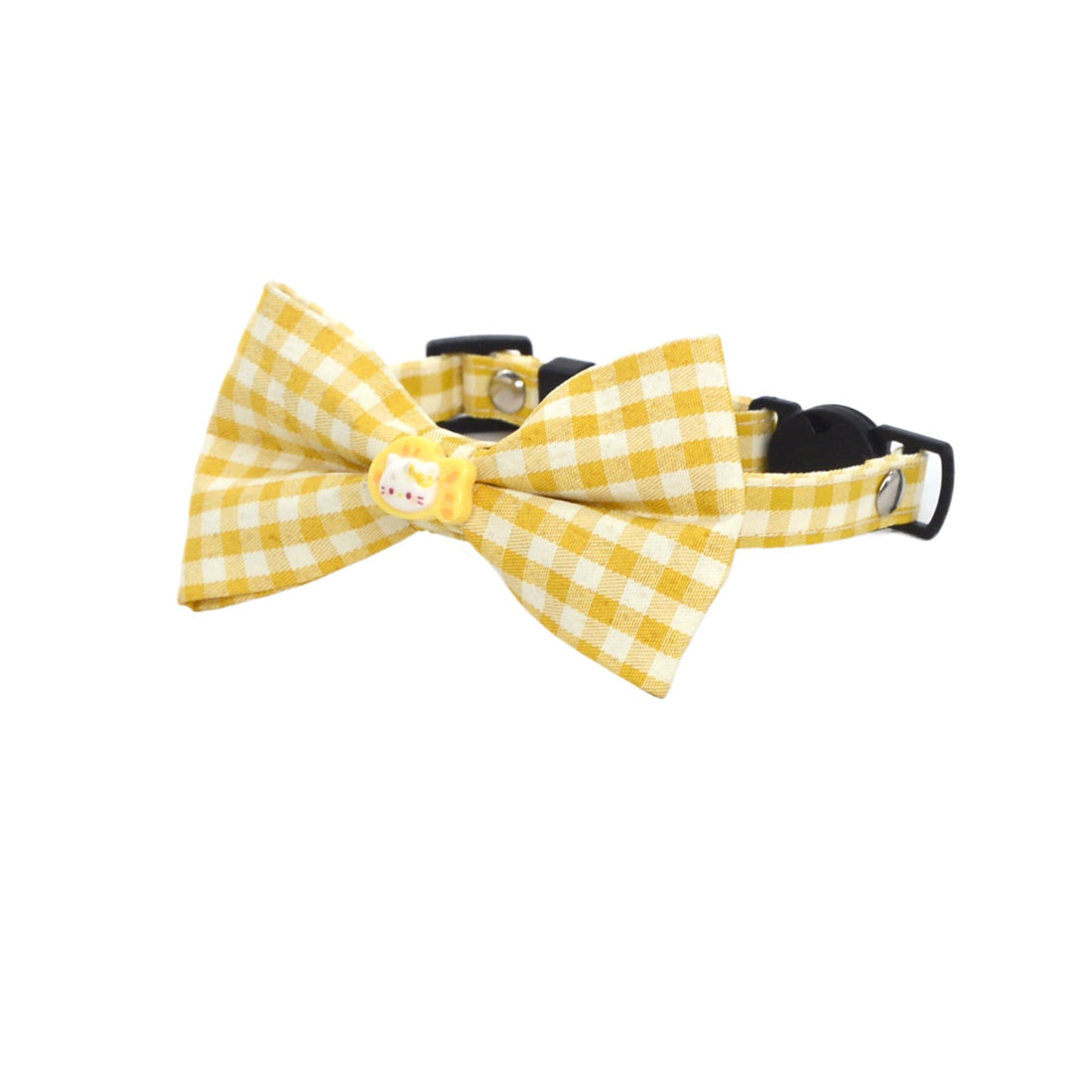 Mokka cat collar showing adjustable breakaway buckle and charm on brown strap