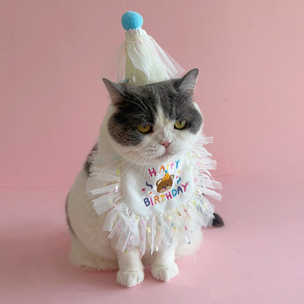 Mokka - Letter Pattern Pet Birthday Hat and Bib