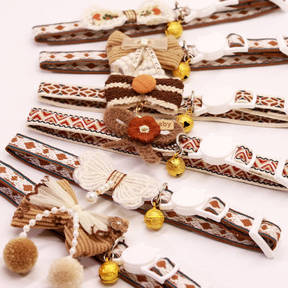 Mokka - Folksy Style Geometric Patterns Bow Cat Collar