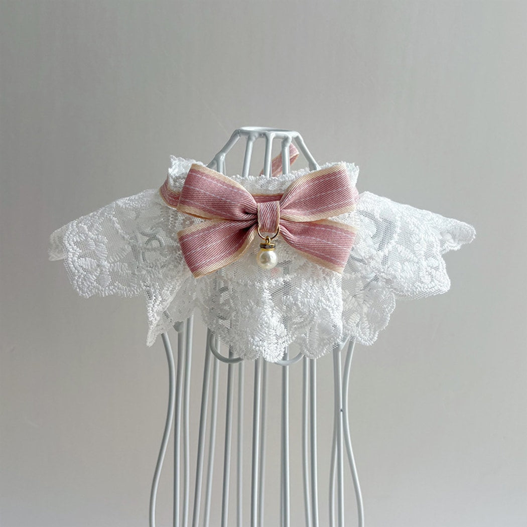 Mokka - Princess Bow Lace Trim Cat Bib