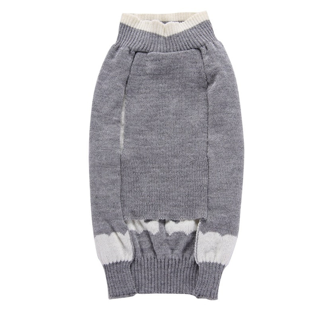Ozzie - Gray Bow Detail British Style Dog Sweater